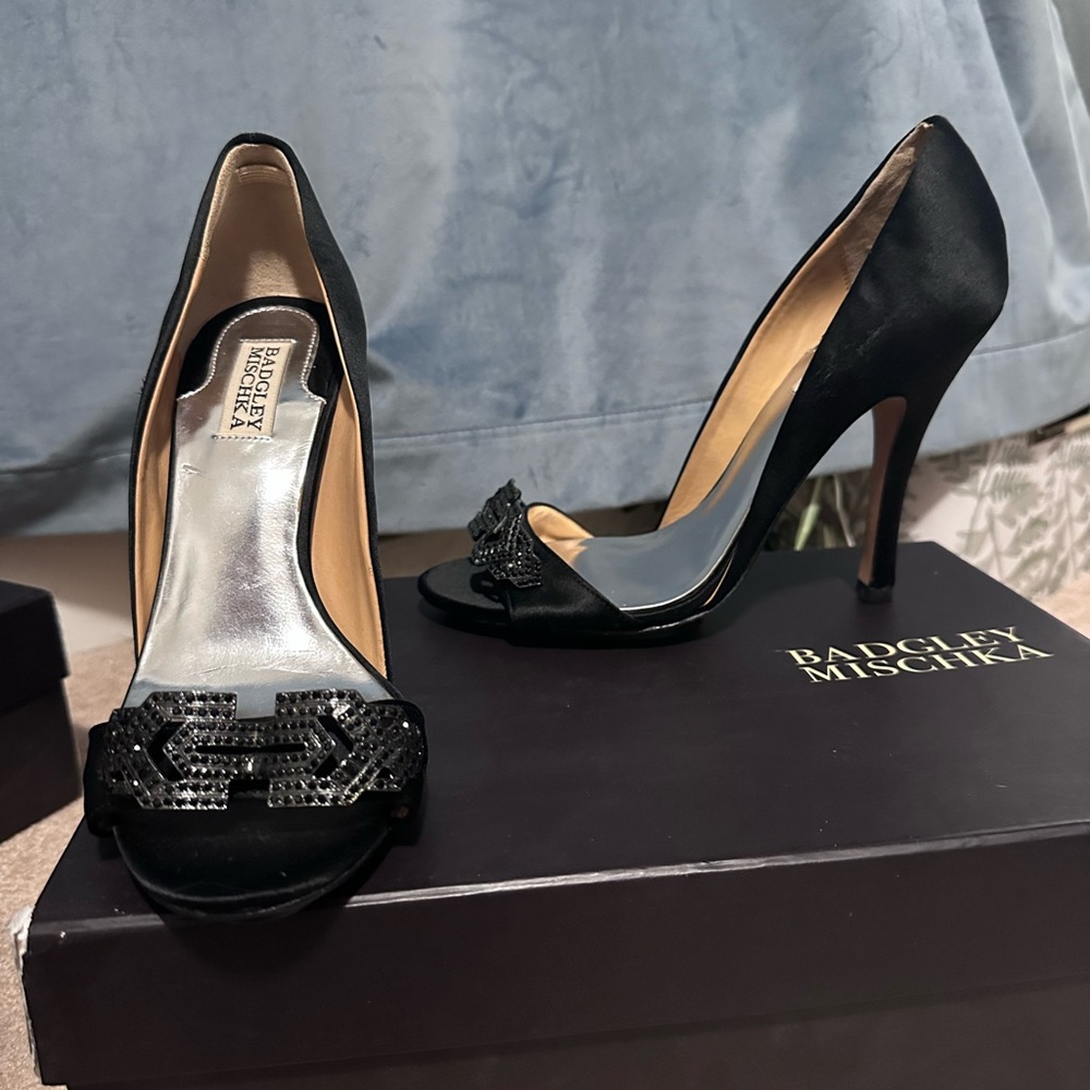 Mishka Black Women's Heels with Sparkle Detail